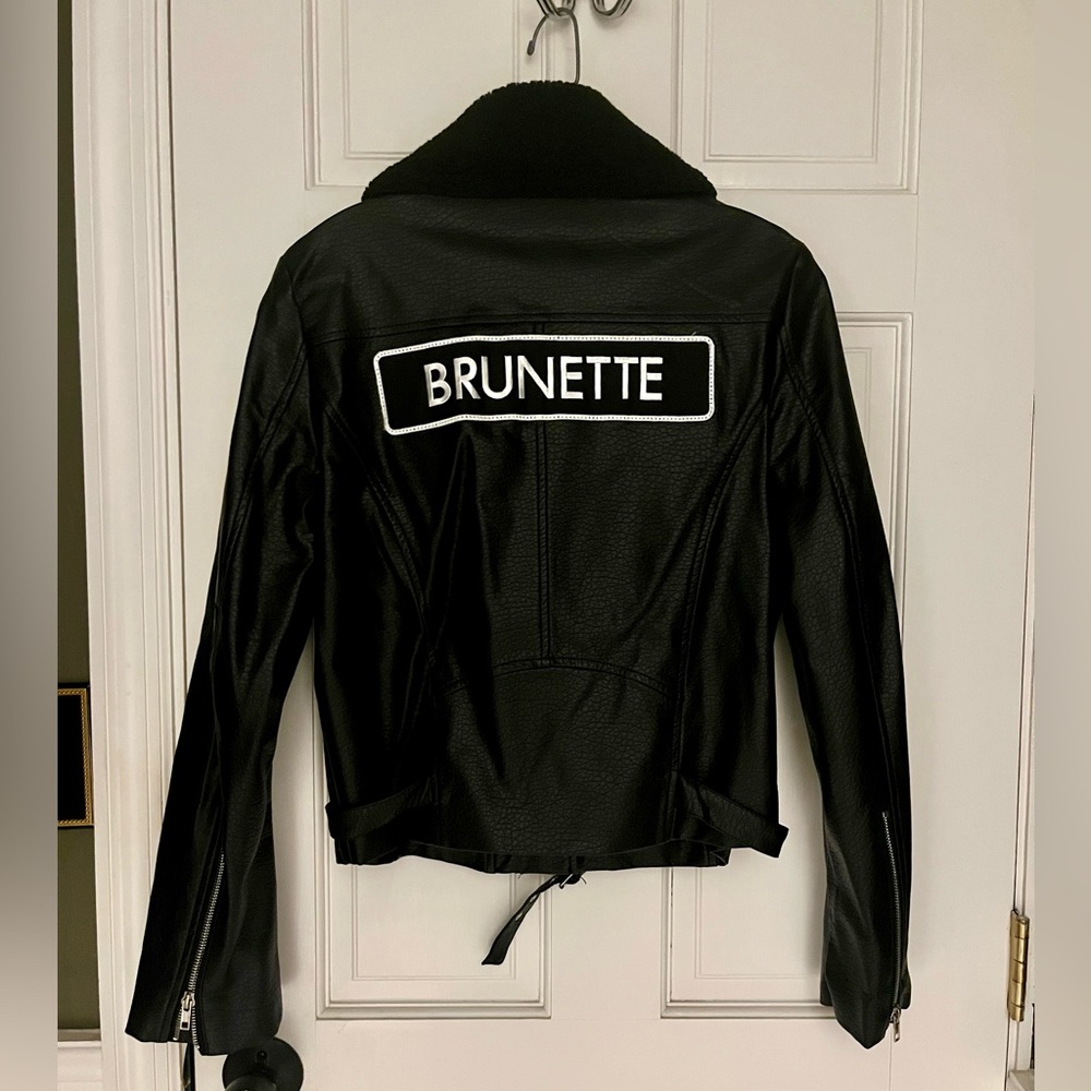 Brunette the Label vegan leather moto jacket